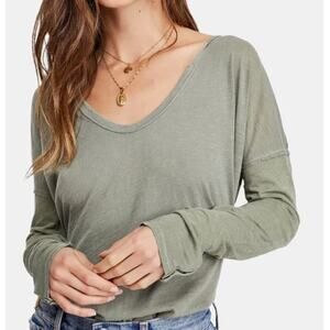 NEW Free People Sienna Snap Sleeve T-Shirt Medium